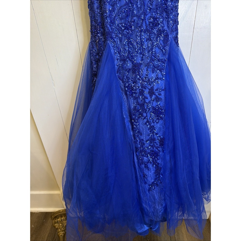 SHERRI HILL  51939 prom dress / ball gown size 0 royal blue with rhinestones - Picture 5 of 14
